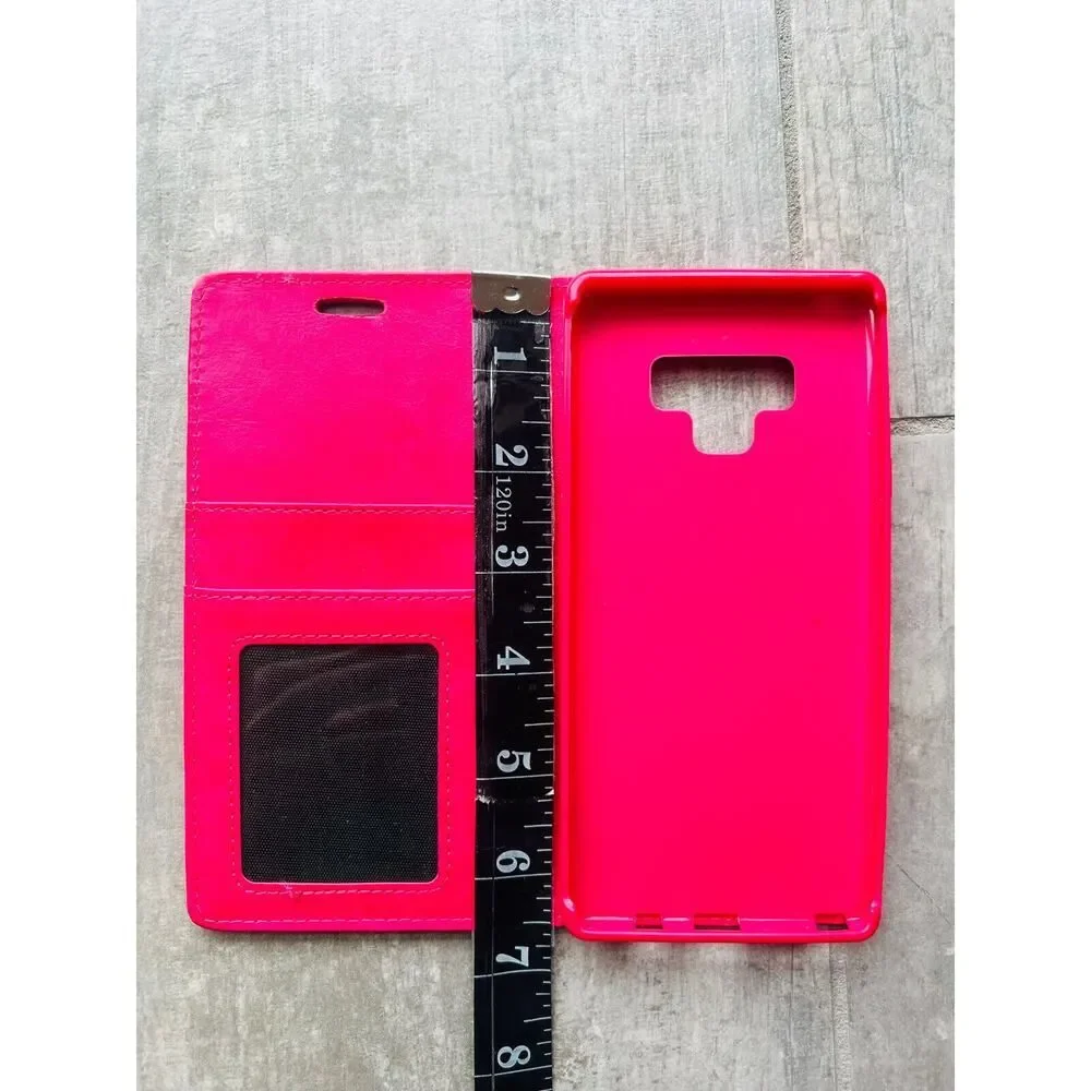 Book-Style Folio Flip Wallet Case Magnetic Flap Cover Samsung Galaxy Note 9 Neon